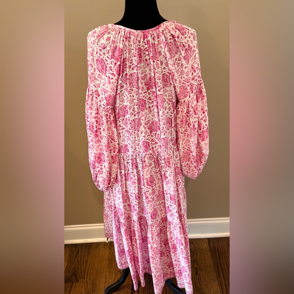Women’s NATALIE MARTIN Briana dress- pink/white 100% silk. Size small - Picture 7 of 11